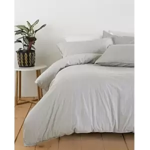 Image of Riva Paoletti Linear Duvet Cover Set (Double) (Grey) - Grey