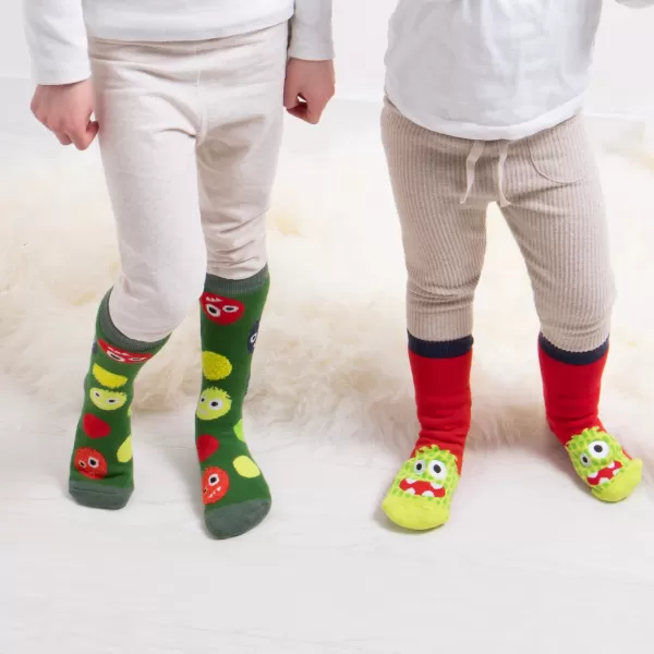 Image of totes Pack of 2 Toasties Kids Original Monster Slipper Socks MultiColoured