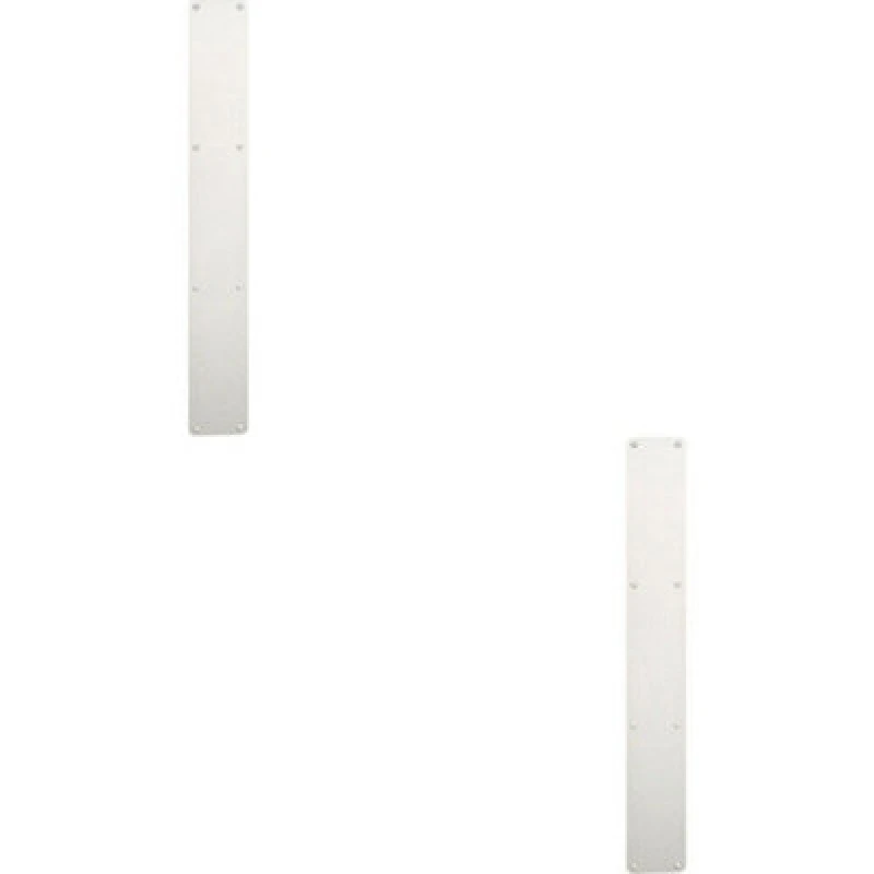Image of Loops 2x Plain Door Finger Plate 650 x 75mm Bright Stainless Steel Push Plate Metallics