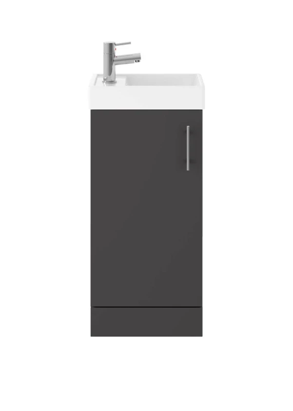 Image of Balterley Floor Standing 1 Door Vanity Unit with Basin Gloss Grey 400mm Grey