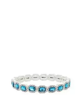Image of Jon Richard Silver and Blue Crystal Stretch Bracelet, Silver, Women