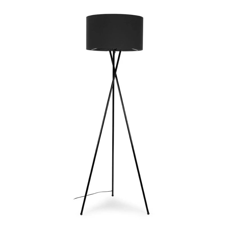 Image of ValueLights ValueLights Camden Black Metal Tripod Floor Lamp with Drum Lamp Shade and LED Bulb in Charcoal Charcoal One Size Unisex 5055759991241