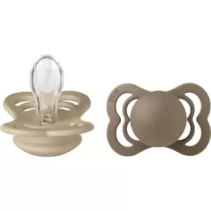 Image of BIBS Supreme Silicone Size 1: 0+ months dummy Vanilla / Dark Oak 2 pc