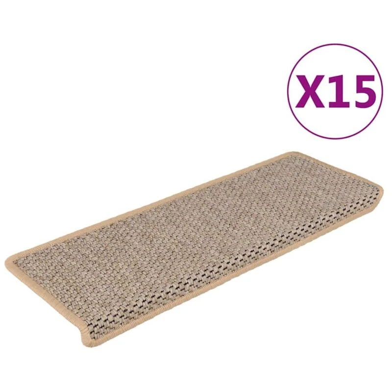 Image of VIDAXL Stair Mats Self-adhesive Sisal-Look 15 pcs 65x21x4cm Light Beige Vidaxl 8720286329863