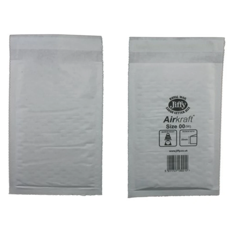 Image of Jiffy AirKraft Bubble Lined Mailer Size 00 White (200 Pack) MAKC88002