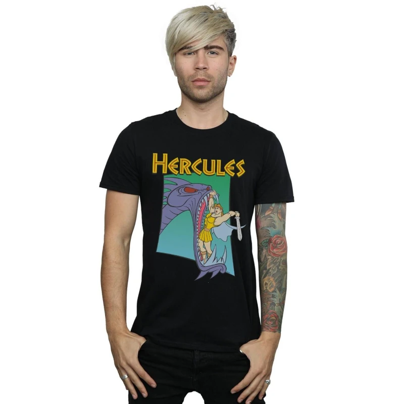 Image of Disney Men Hercules Hydra Fight T-Shirt in Black Size: Small Black S Male 5059276960049