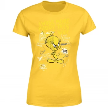 Image of Looney Tunes Tweety Pie More Puddy Tats Womens T-Shirt - Yellow - XL