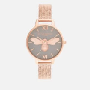 Image of Olivia Burton Womens Lucky Bee Mesh Watch - Rose Gold