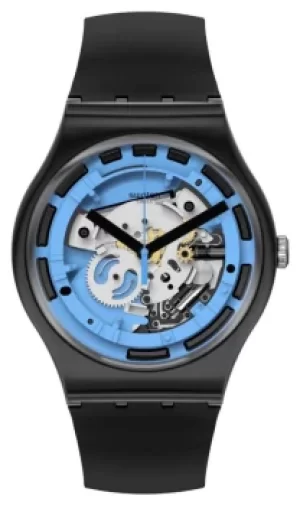 Image of Swatch New Gent Blue Anatomy Black Silicone SUOB187 Watch