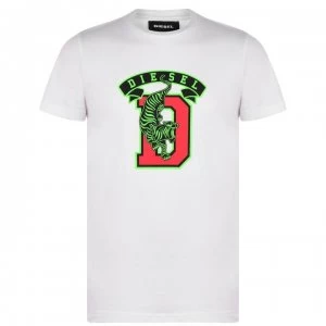 Image of Diesel Tiger T Shirt - White 100