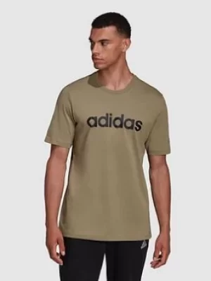 Image of adidas Linear Logo T-Shirt, Green/Black, Size S, Men