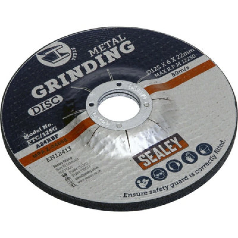 Image of Loops Aluminium Oxide DPC Metal Grinding Disc - 125 x 6mm - 22mm Bore Depressed Centre Multi