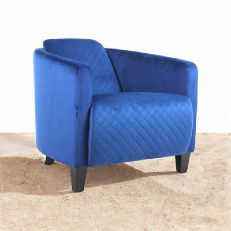 Image of 86Cm Blue Colour Velvet Armchair