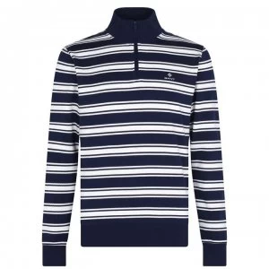 Image of Gant Striped Zip Top - Navy 409