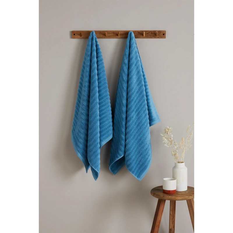 Image of Homelife Super Soft Ribbed Hand Towel - Blue Blue One Size