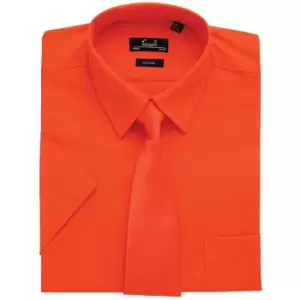 Image of Premier Mens Short Sleeve Formal Poplin Plain Work Shirt (15.5) (Orange)