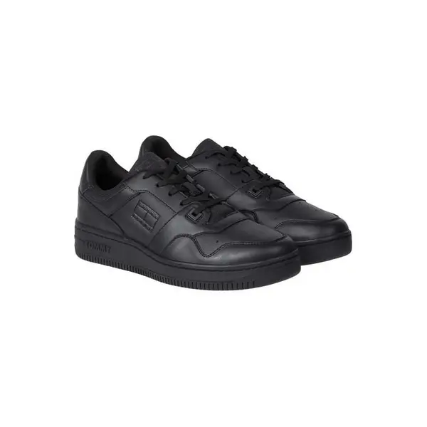 Image of Tommy Jeans Retro Leather Basket Trainers - Black 7