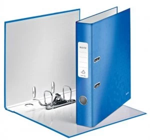 Image of Leitz WOW Lever Arch File A4 50mm Blue Metallic PK10