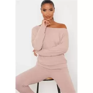 Image of I Saw It First Stone Soft Rib Off Shoulder Top - Brown