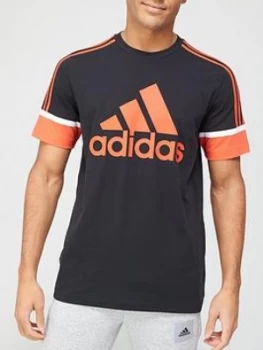 Image of Adidas Colourblock T-Shirt - Black/Red