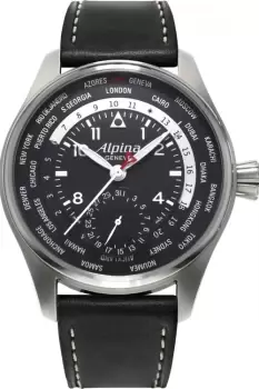 Image of Mens Alpina Startimer Pilot Manufacture Worldtimer Automatic Watch AL-718B4S6