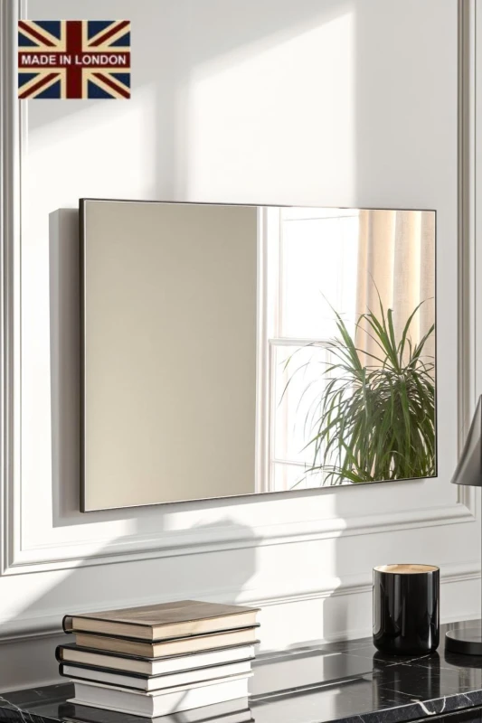 Image of Yearn Mirrors Minimal Black Rectangular Mirror 120x80cm Black