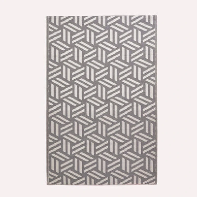 Image of Homescapes Luxury Outdoor Rug Waterproof Reversible For Garden, 150 X 240 Cm, Grey & White, Recycled, Luna Geometric
