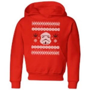 Image of Star Wars Stormtrooper Knit Kids Christmas Hoodie - Red - 11-12 Years