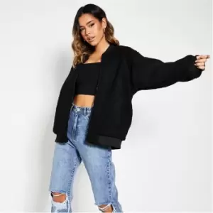 Image of I Saw It First Oversized Borg Teddy Bomber Jacket - Green