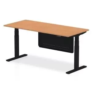 Image of Air 1800 x 800mm Height Adjustable Desk Oak Top Black Leg With Black