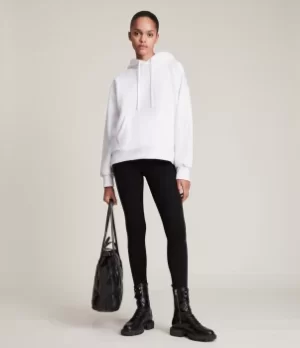 Image of AllSaints Womens Cotton Comfortable Essential Bri High-Rise Ankle Length Leggings, Black, Size: L