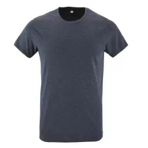 Image of SOLS Mens Regent Slim Fit Short Sleeve T-Shirt (L) (Heather Denim)
