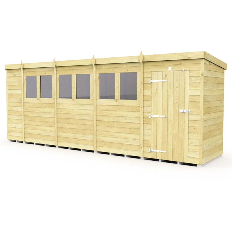 Image of Flat Pack Sheds DIY Sheds 19 x 4 Pent Shed, Brown 19X4PFF