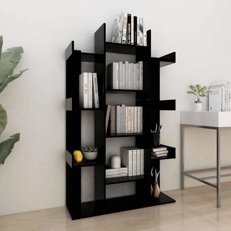 Image of VIDAXL Book Cabinet Black 86x25.5x140cm Engineered Wood Vidaxl 8720286645819