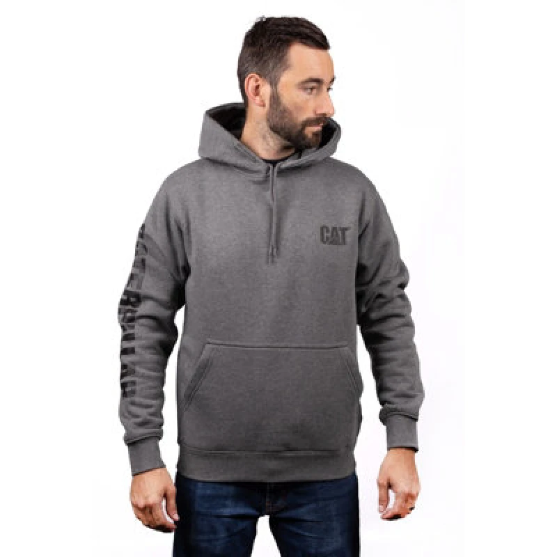 Image of Caterpillar Trademark Banner Hooded Sweatshirt - Grey Grey 4XL