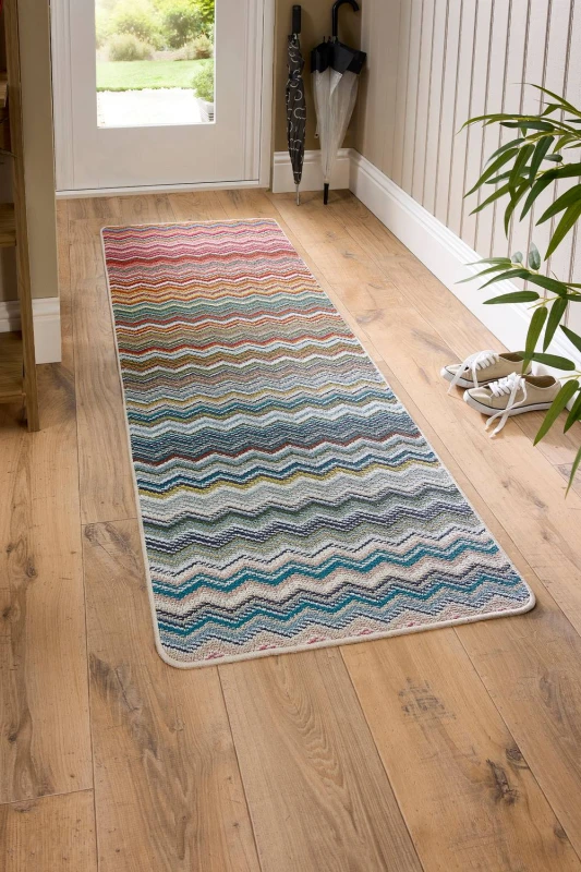 Image of My Mat My Stain Resistant Candy Rainbow Zig Zag 67X200 Size: 67cm x 200cm Multicolor Unisex 67cm x 200 cm