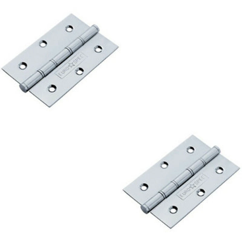 Image of Loops 2x PAIR 76 x 51 x 1.5mm Brass Washered Butt Hinge Bright Stainless Steel Metallics