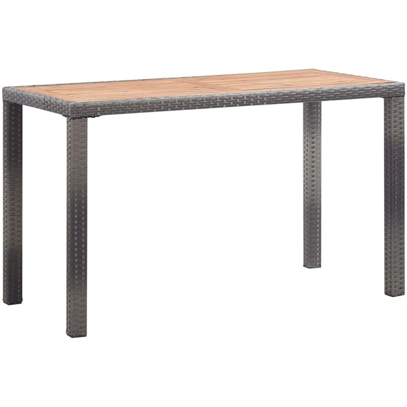 Image of Garden Table Anthracite and Brown 123x60x74cm Solid Acacia Wood