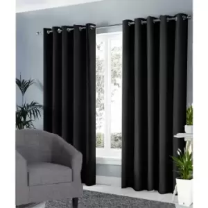 Image of Ring Top Ready Made Blackout Curtains 46 x 54" - Black - Black