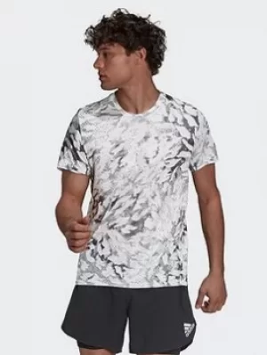 Image of adidas Fast Graphic Primeblue T-Shirt, Grey/White, Size L, Men