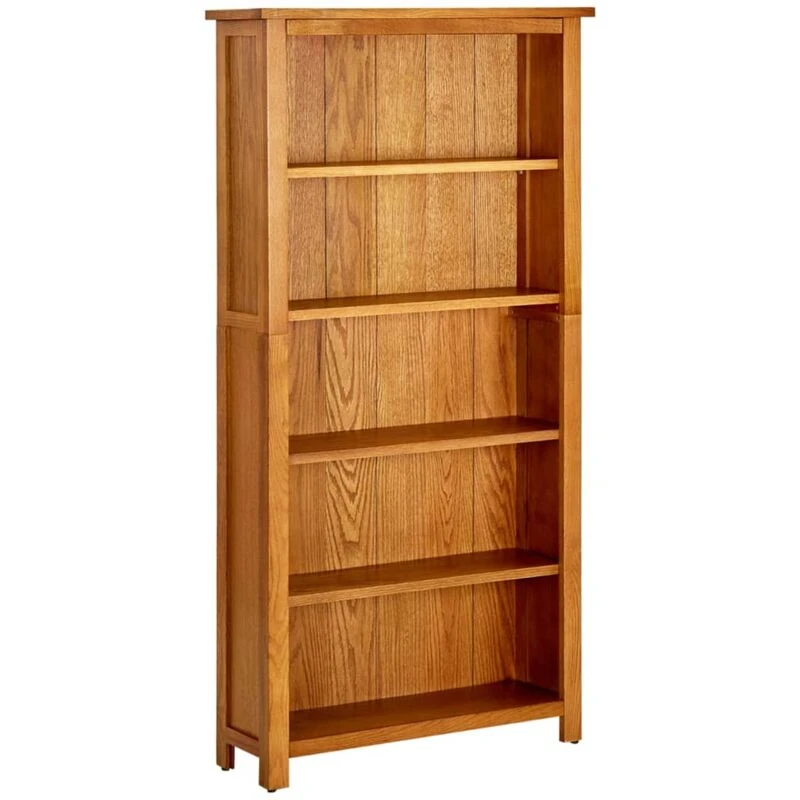 Image of VIDAXL 5-Tier Bookcase 70x22x140cm Solid Oak Wood Vidaxl 8720286542996