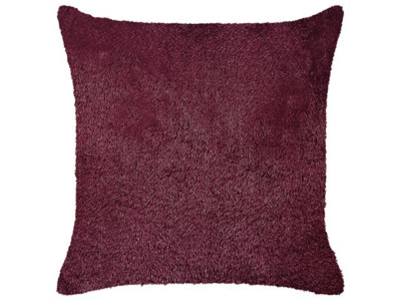 Image of Beliani Throw Cushion Pilea Faux Fur 45 X 45cm Burgundy Solid