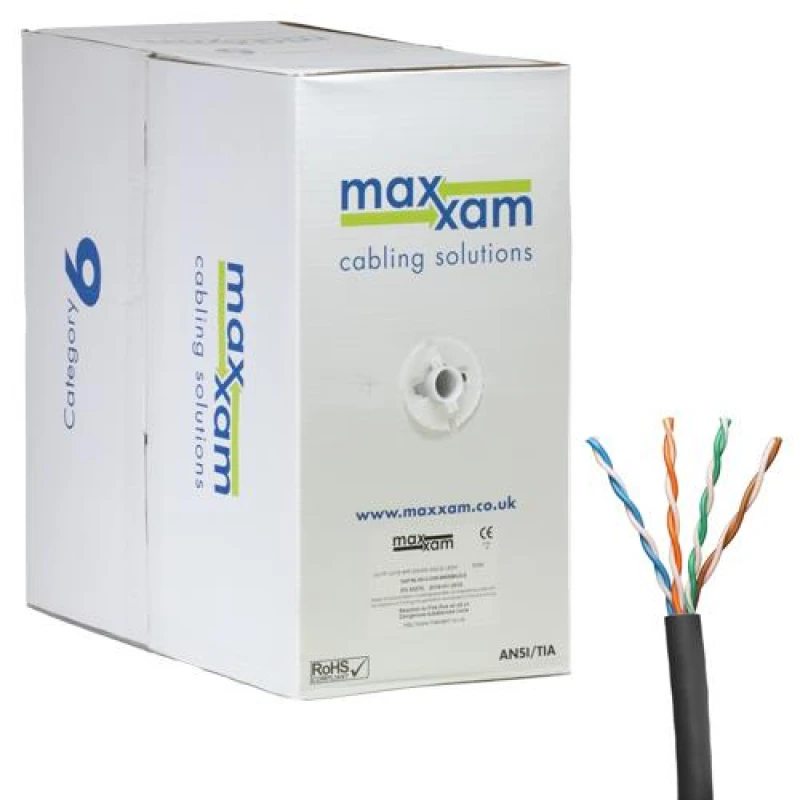 Image of Cablenet Cat6 Black U/UTP LSOH 23AWG Solid CPR Dca Cable 305m Reelex B