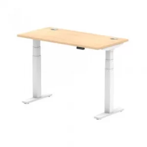 Image of Air 1200/600 Maple Height Adjustable Desk with Cable Ports with White Legs