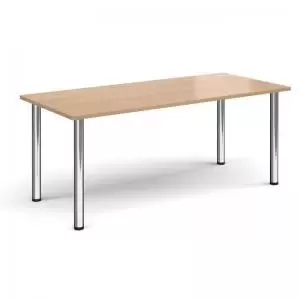 Image of Rectangular chrome radial leg meeting table 1800mm x 800mm - beech