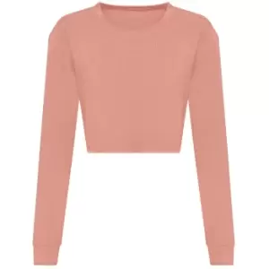 Image of Awdis Womens/Ladies Long-Sleeved Crop T-Shirt (M) (Dusty Pink)