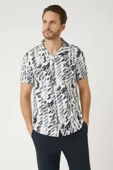 Image of White Dash Textured Print Shirt