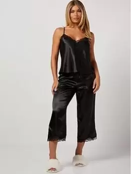 Image of Boux Avenue Maisie Cami & Cropped Pant - Black, Size 18, Women