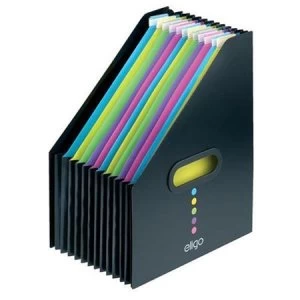 Image of Snopake Eligo 13-Part Portrait Expanding Polypropylene Desk Organiser Black