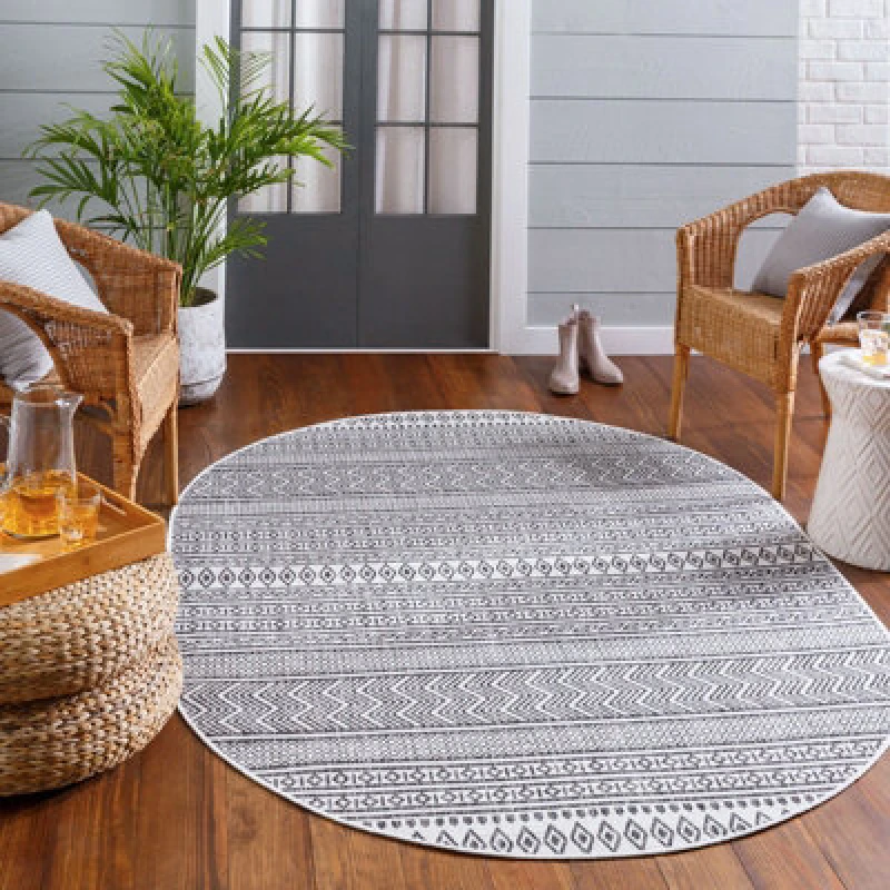 Image of Livabliss Oval In- & Outdoor Geometric Black Mimi Area Rug 160 X 220 Cm - Easy To Clean, Perfect For Patio, Balcony, Kitchen Or Dining Room